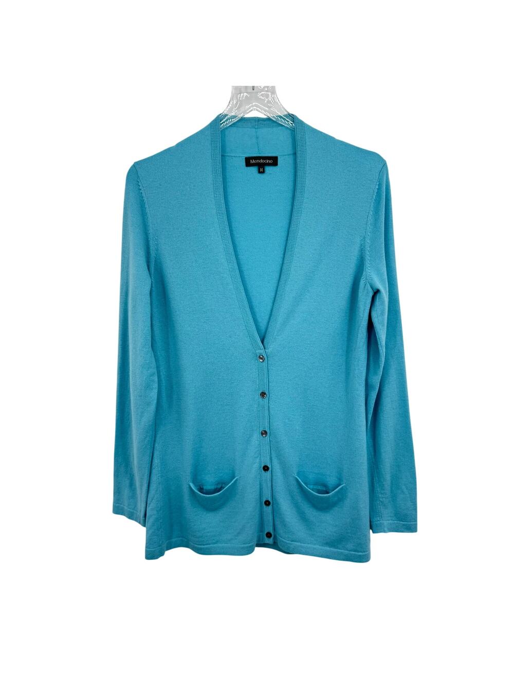 Mendocino cardigan sweater 100% cashmere women's M button front V neck pockets
